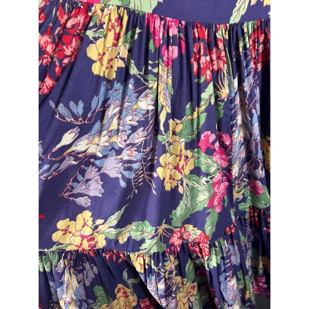 VTG Laura Ashley M Floral Tiered Midi Prairie Skirt Cottage 80s Boho Festival - Picture 3 of 11